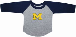 Michigan Wolverines Outlined Block "M" Baseball Shirt