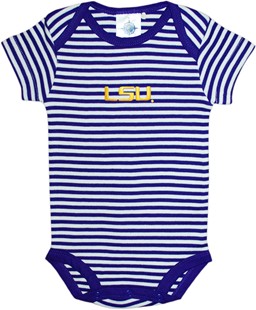 LSU Tigers Script Newborn Infant Striped Bodysuit
