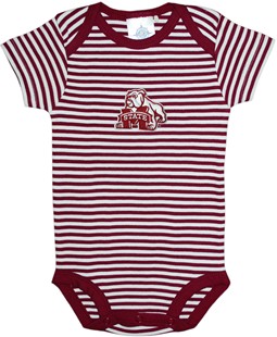 Mississippi State Bulldog Mark Newborn Infant Striped Bodysuit