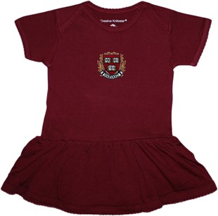 Harvard Crimson Veritas Shield with Wreath & Banner Picot Bodysuit Dress